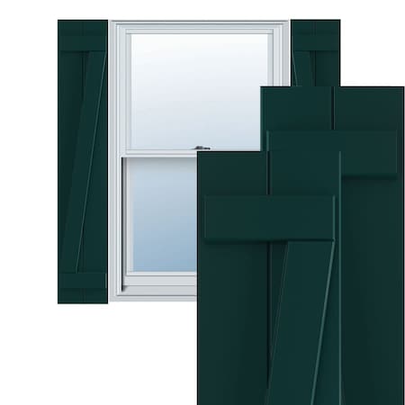 True Fit PVC Two Board Joined Board-n-Batten Shutters W/Z-Bar, Thermal Green , 10 3/4W X 39H